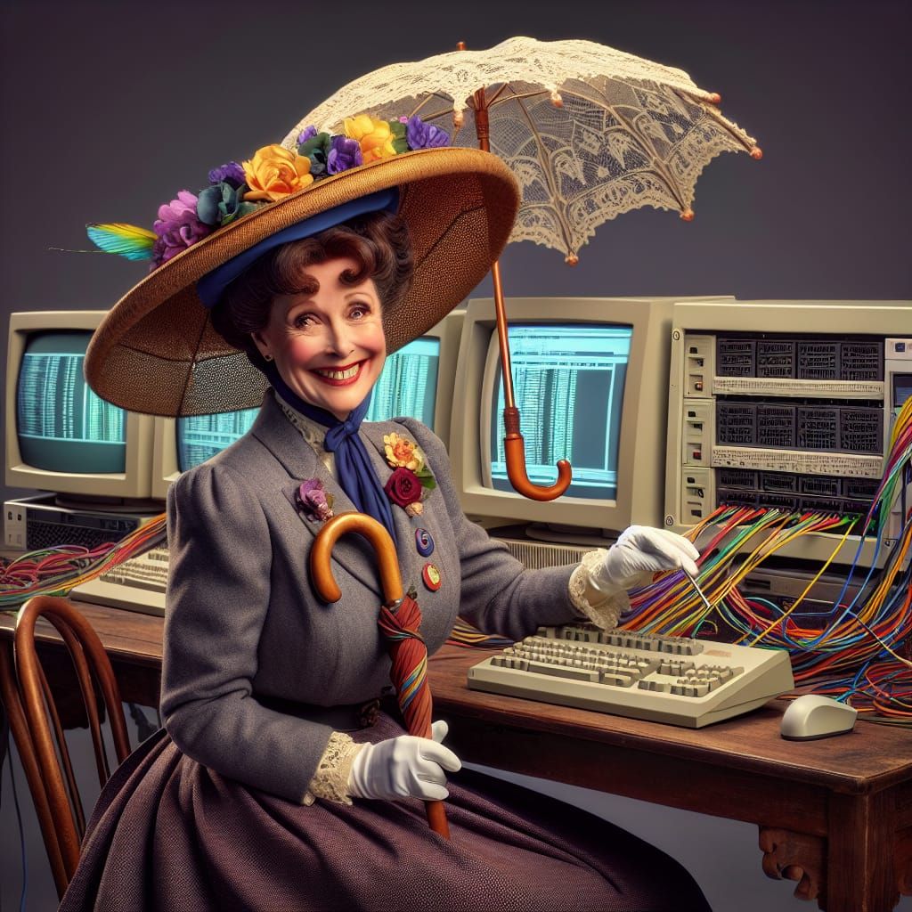 Edwardian Nanny at Computer Station