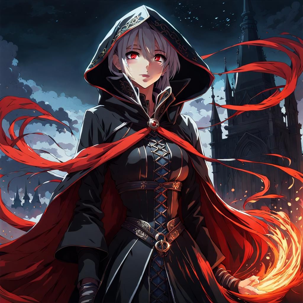 Gothic Black Magic Mistress in Anime Style