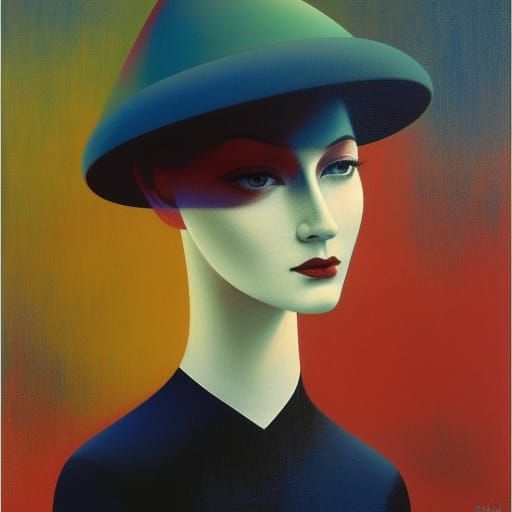 1950s Blonde Woman on Stage in Pop Art Style