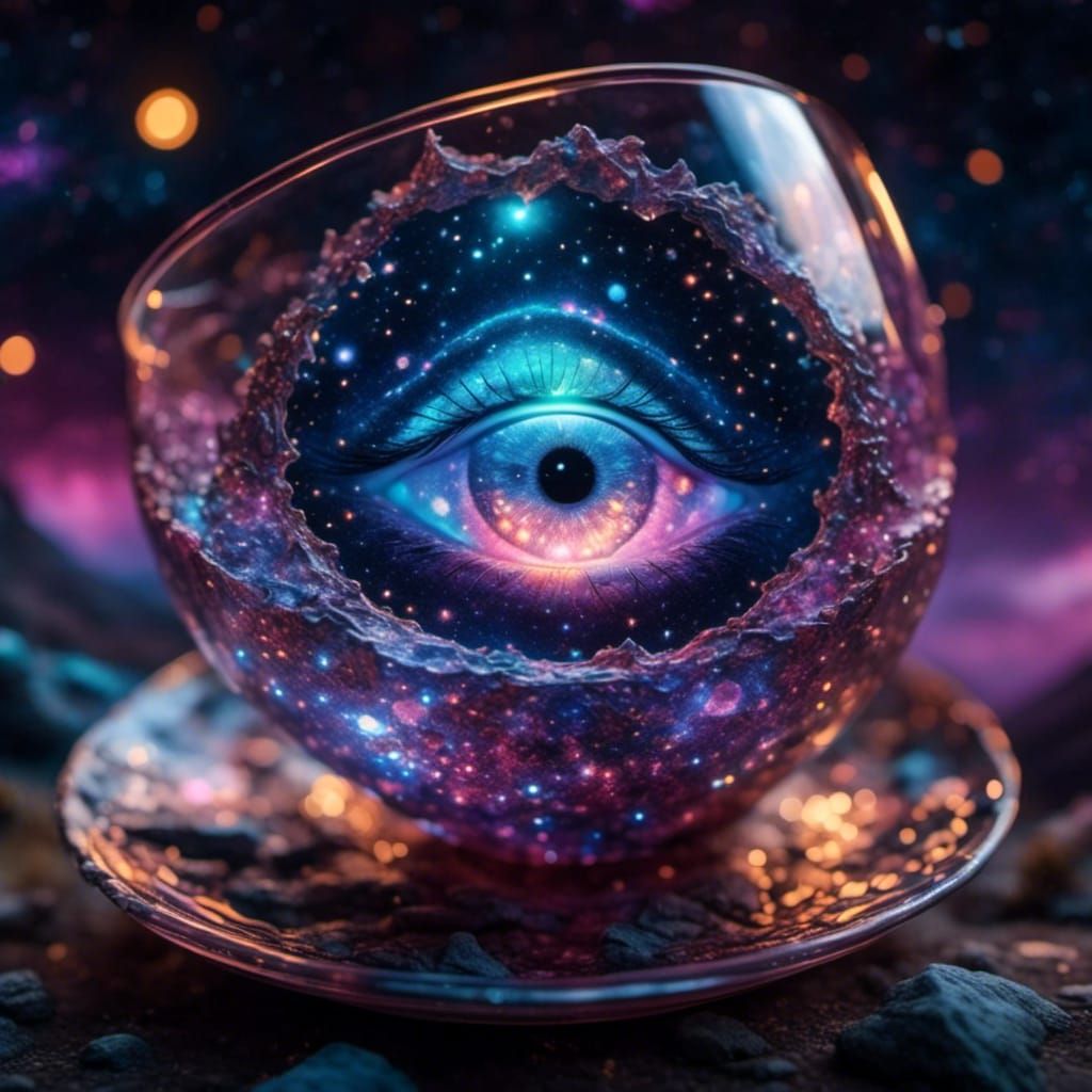 Luminescent Galaxy in Glass Cup, Anime Style