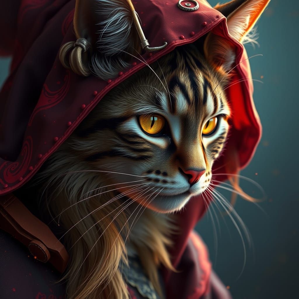 Hyperdetailed Portrait of a Witch Cat