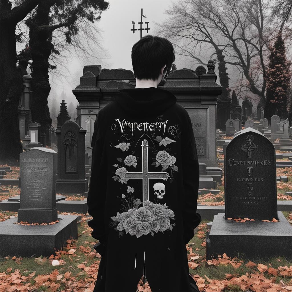 Emo Vampire in Cemetery