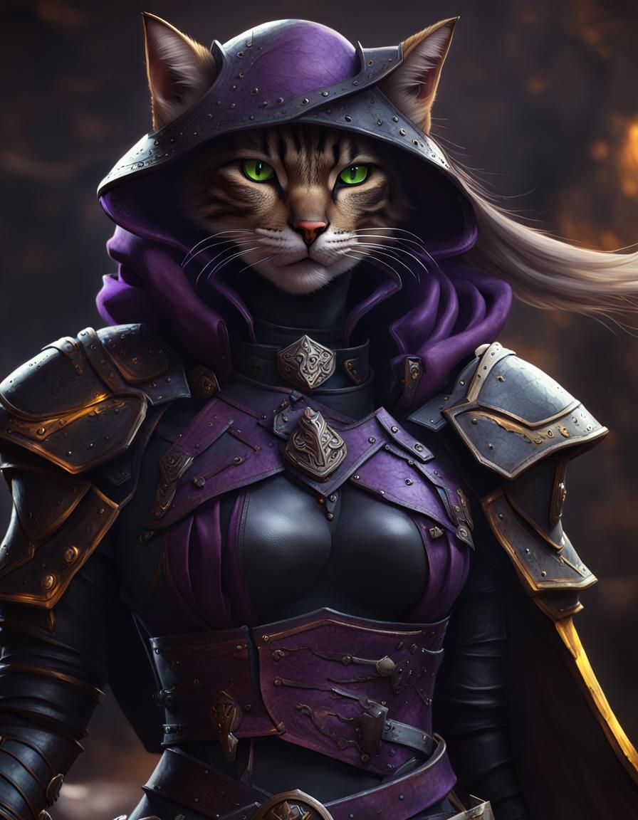 Female Tabaxi Rogue in Dark Fantasy Style