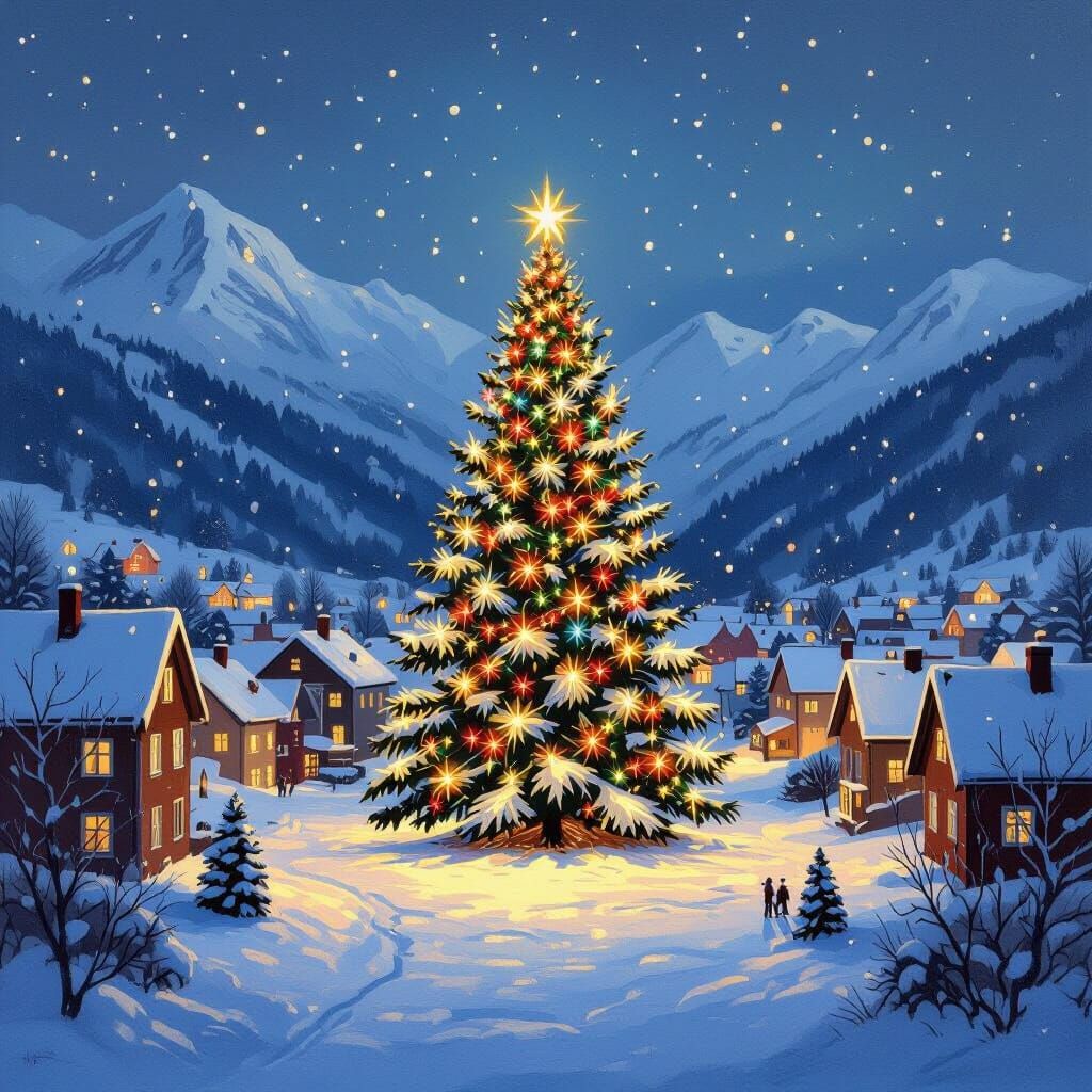 Festive Christmas Tree Lights Up Norwegian Town