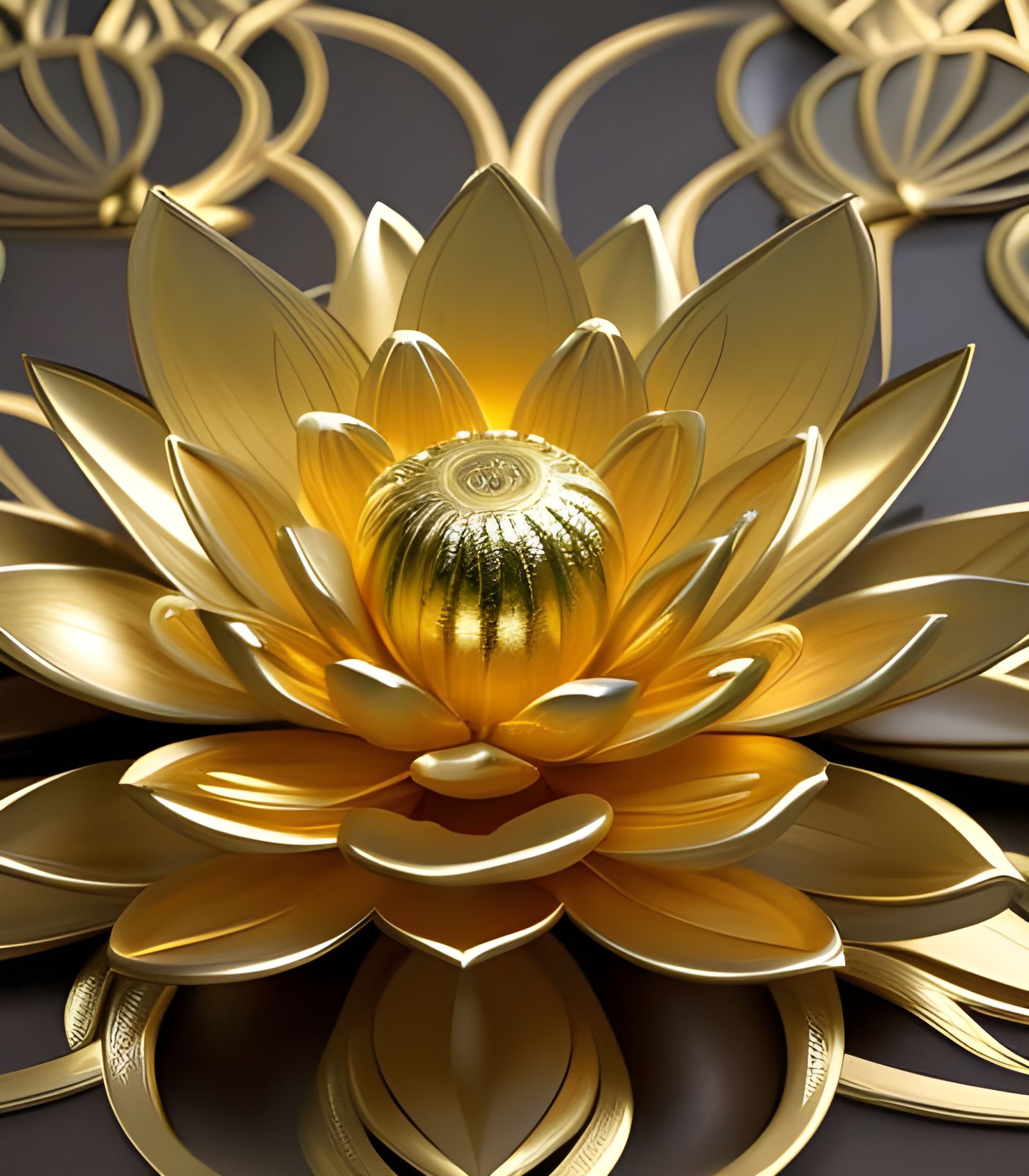 Gold Metallic Lotus Flowers: 3D Wall Art