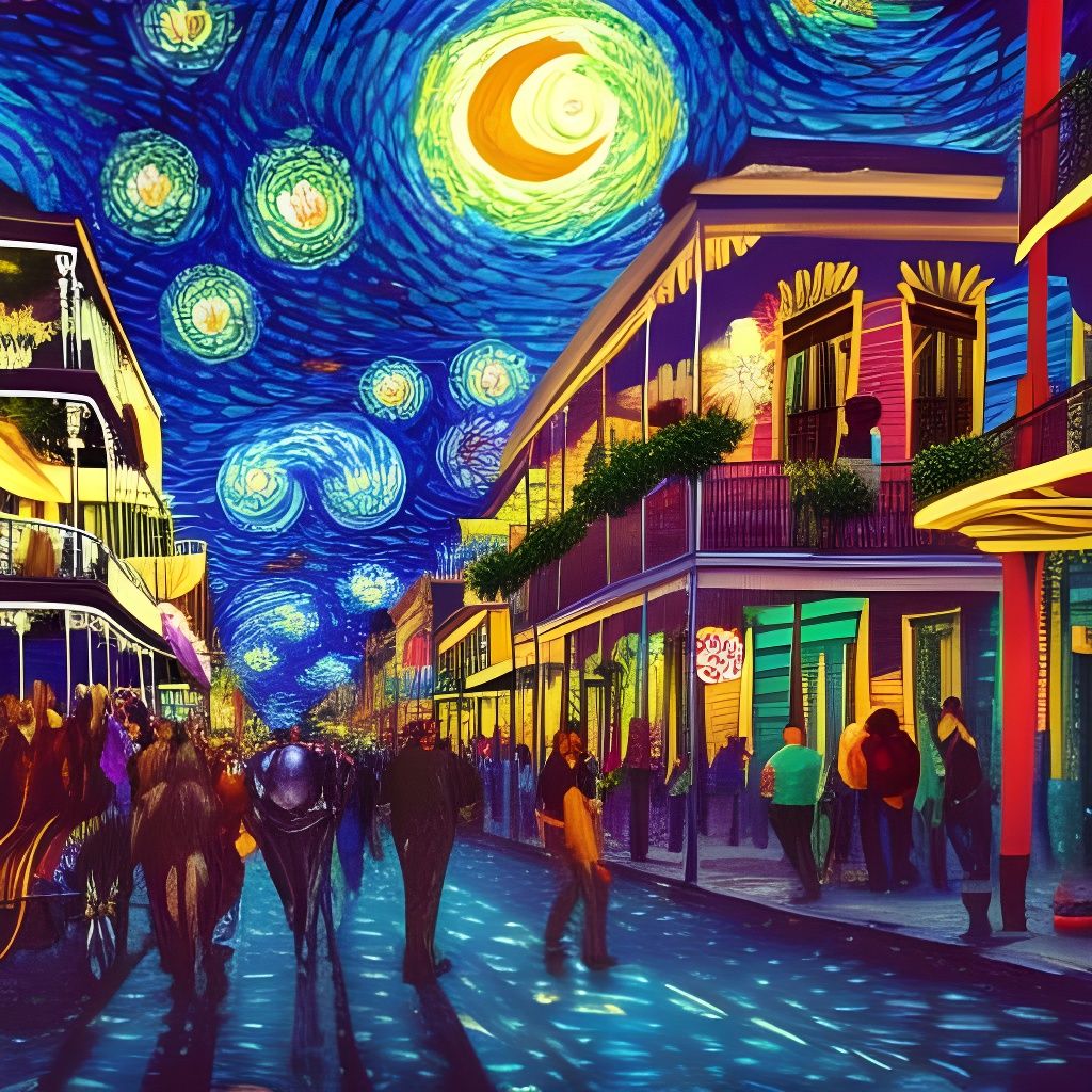 New Orleans Mardi Gras Under Starry Night Sky