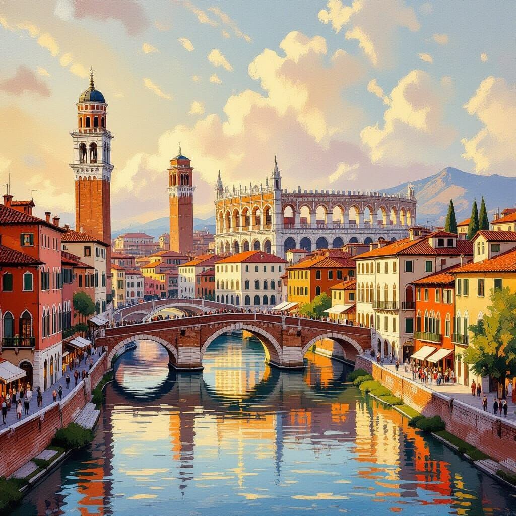 Verona, Italy: Historic View with Adige River
