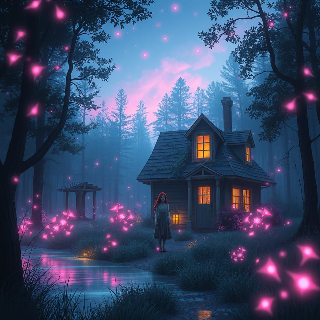 Serene Forest Haven with Gentle Bioluminescence