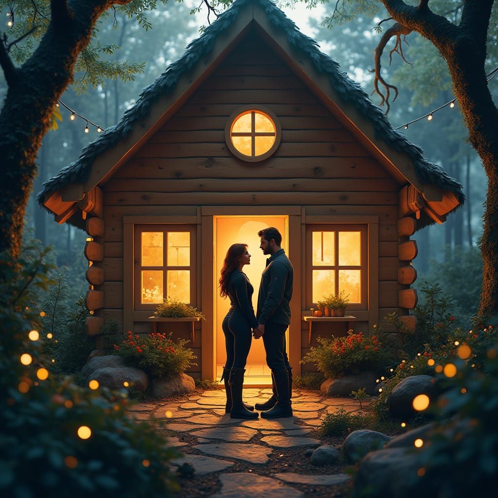 Mystical Cabin Sanctuary in Whimsical Dreamscape