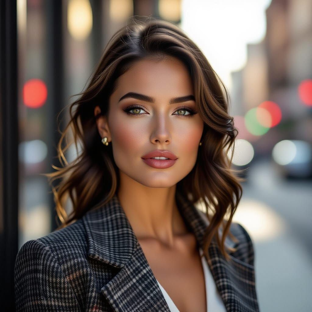 Elegant Woman in High Fashion Attire: Editorial Portrait