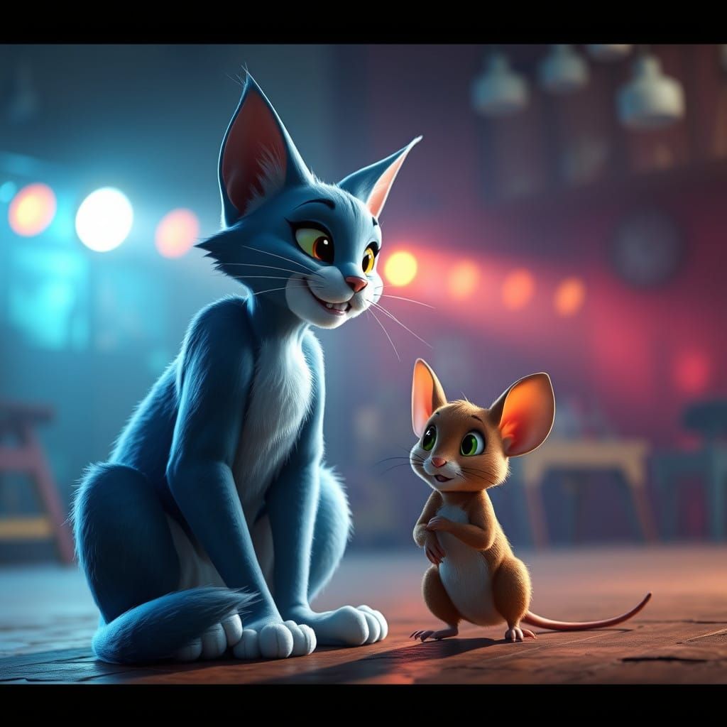 Hyper-Realistic Tom and Jerry Concept Art in Cinematic Style