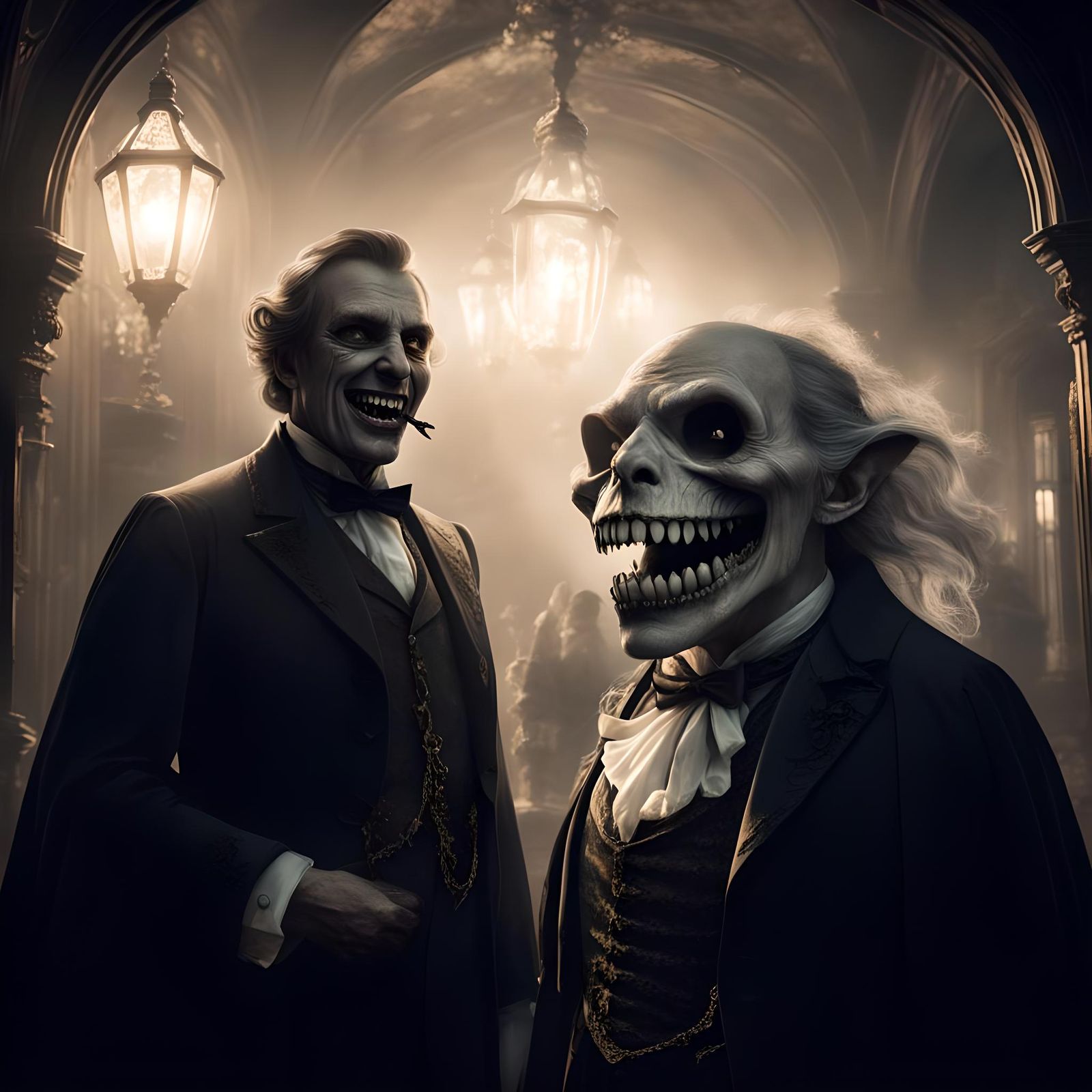 Ethereal Victorian Ghost in Whimsical Darkness