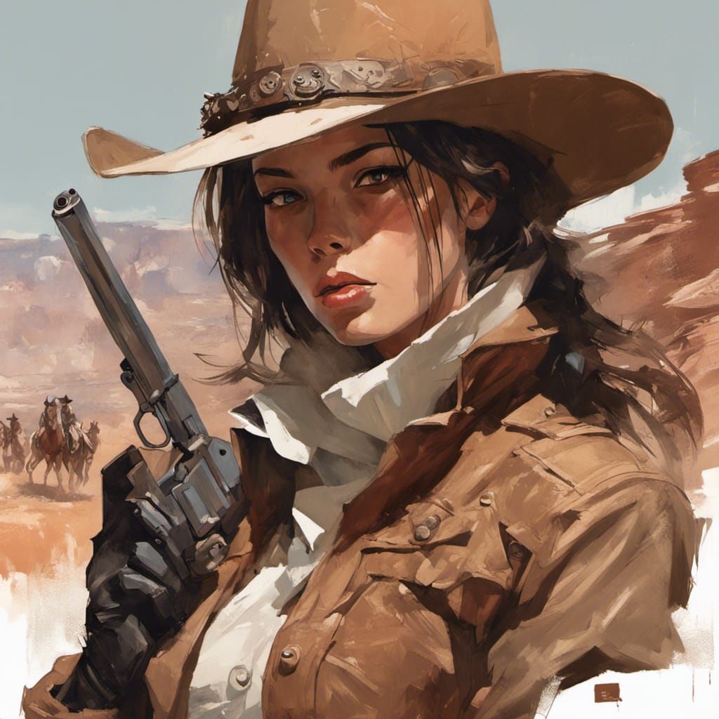 Cowgirl Portrait in Digital Art Style