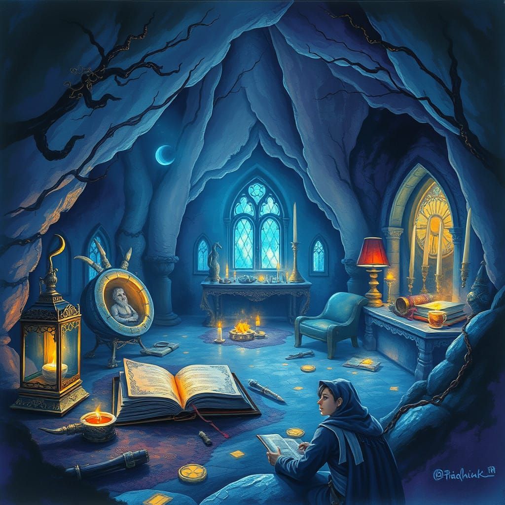 Mystical Wizard's Sanctum in Whimsical Fantasy Style