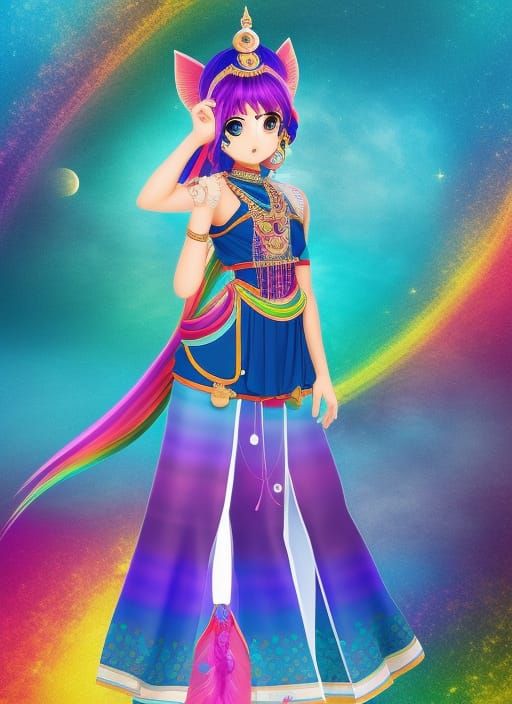 Magical Girl in Indian Dress, Anime Style