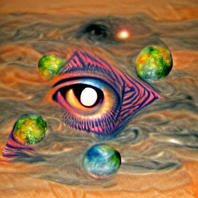 Surreal Cosmic Eyes on Alien Planet