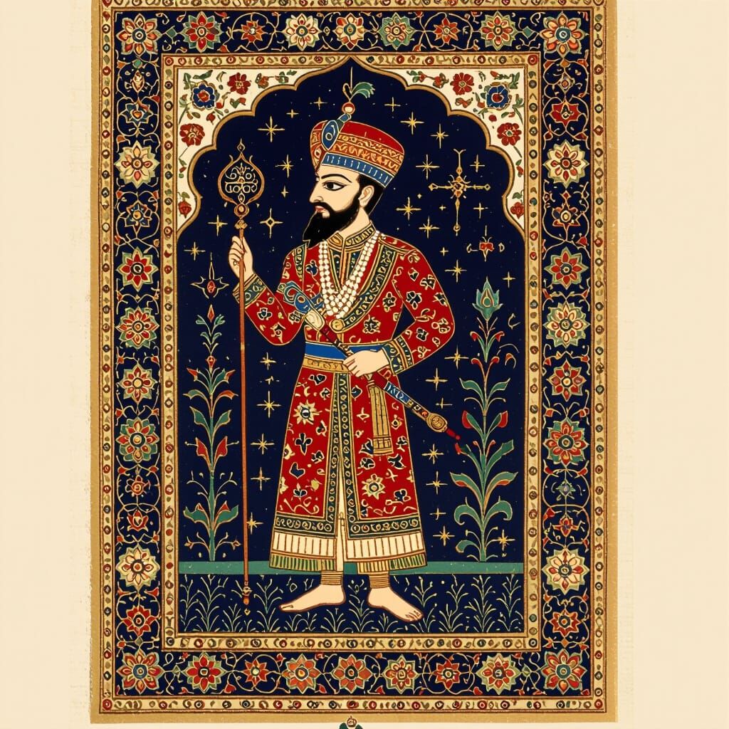 Qajar-Modern Dress Design in Colored Pencil Style