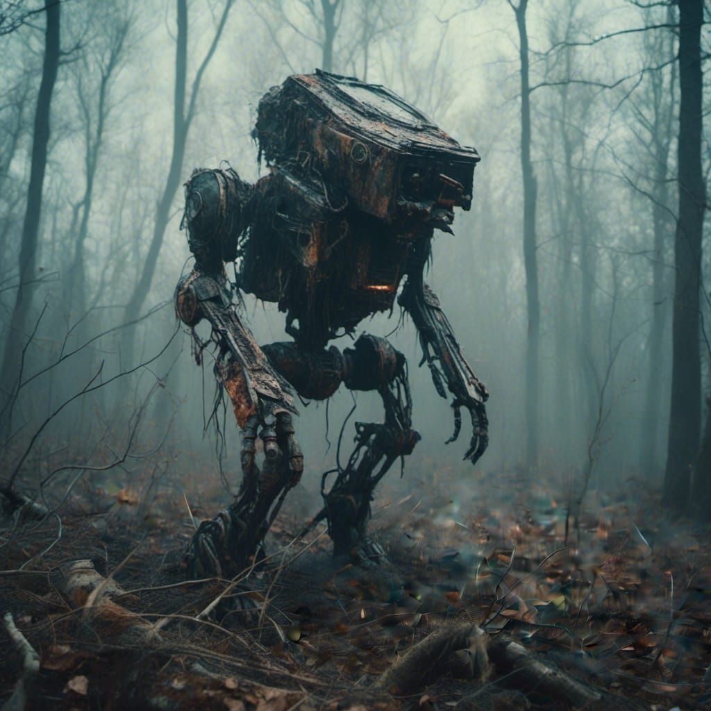 Futuristic Robot Battle: Cinematic Film Still