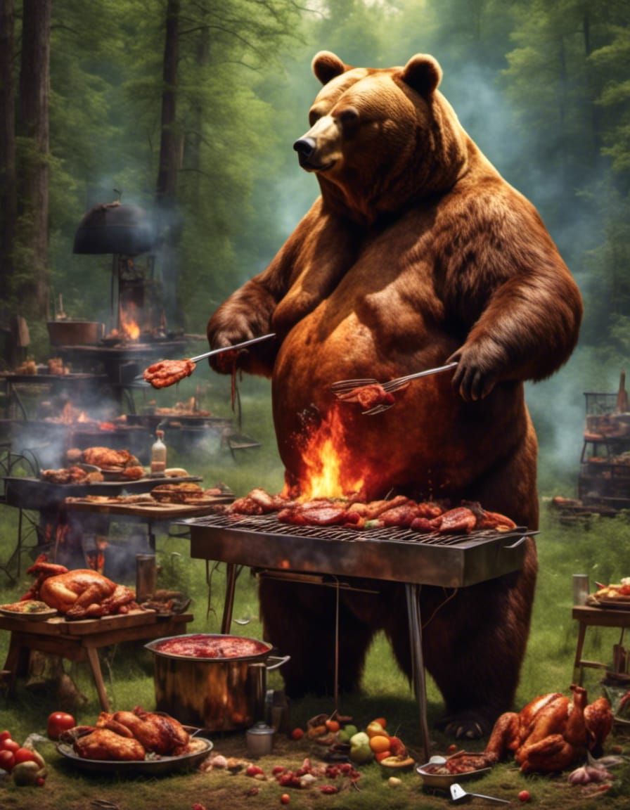Gothic BBQ Bear Makes Fiery Chicken