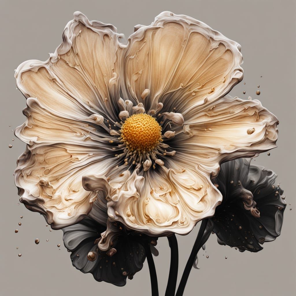 Baroque Honey Flower Hyperrealistic Impasto Painting