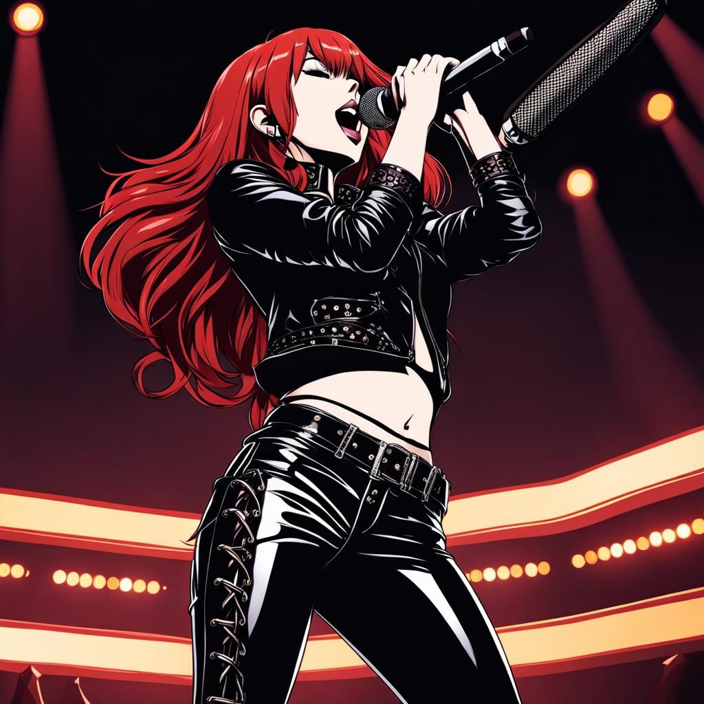 Anime Punk Rock Girl Singing on Stage