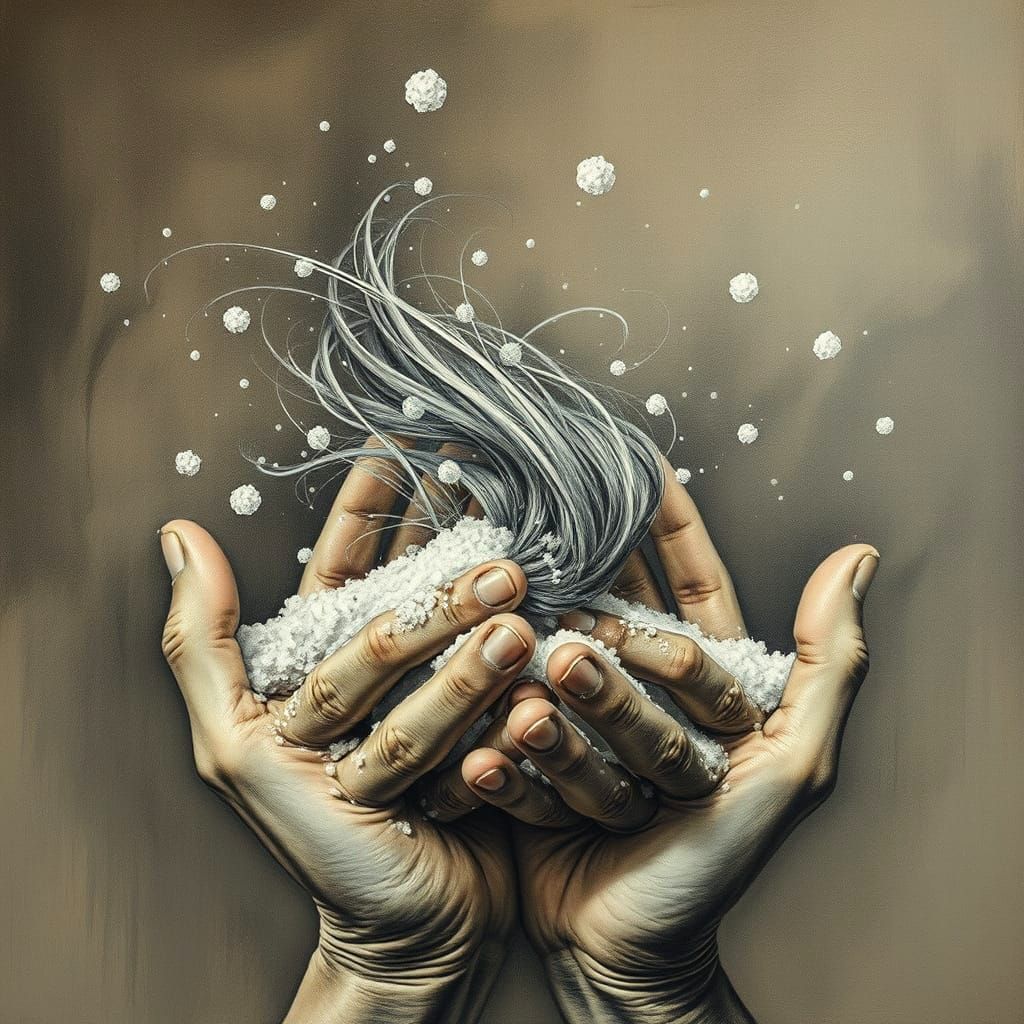 Surreal Snow Gathering: A Charcoal and Oil Rendering