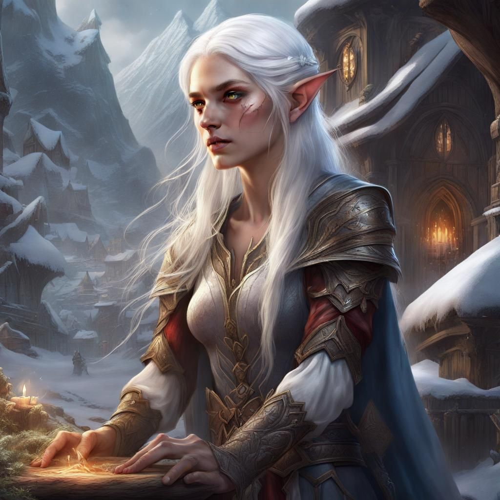 Elf Healer Tending Wounded Adventurers: Fantasy Concept Art