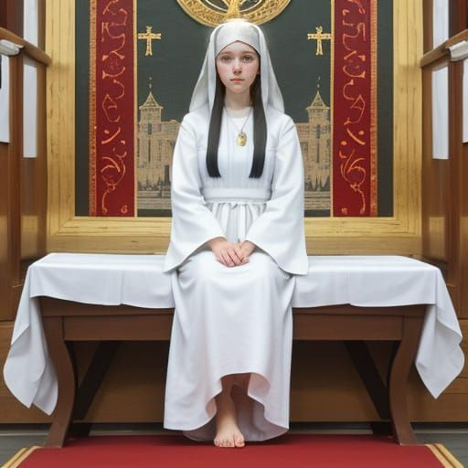 Barefoot Virgin in Orthodox Russian Chapel