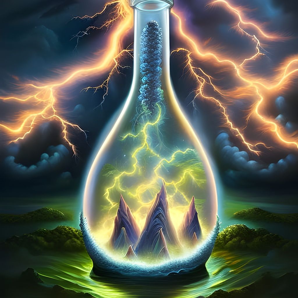 Lightning Storm Trapped Inside Crystal Bottle