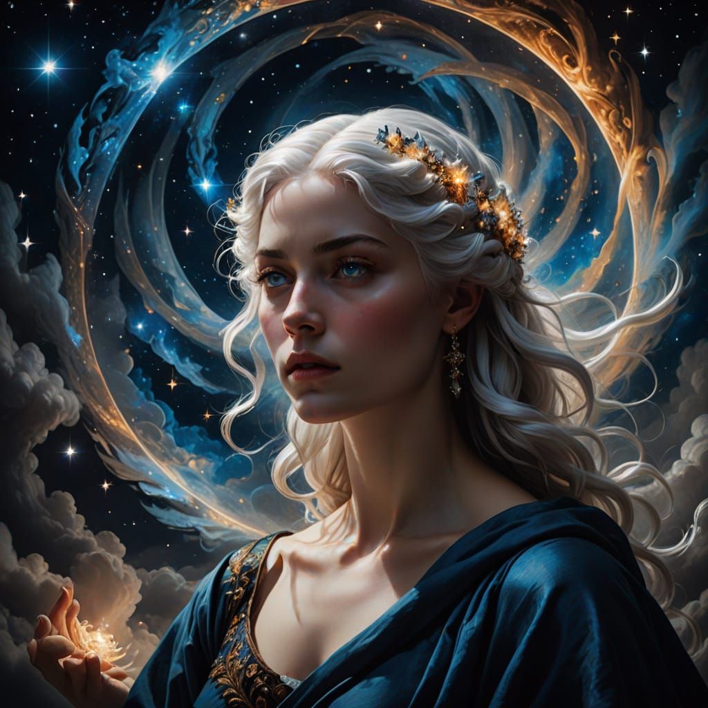 Goddess of Celestial Wonder in Baroque Fantasy Style