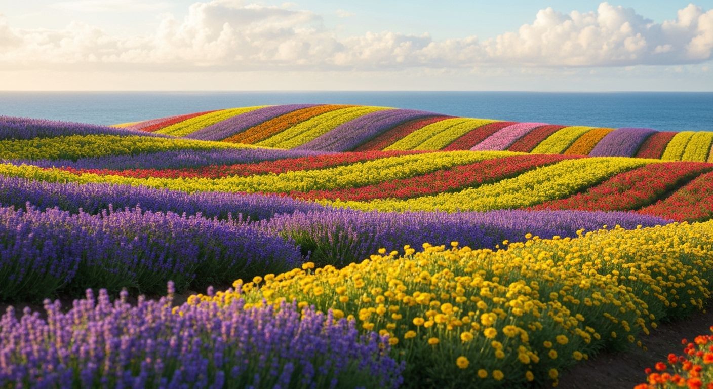 Colorful Flower Field in Impressionistic Style