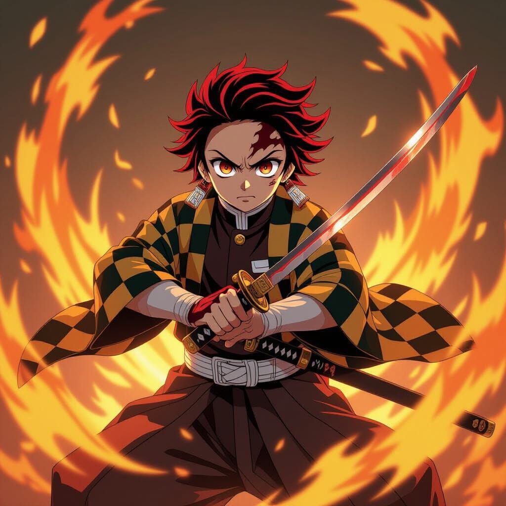 Tanjiro Kamado Hinokami Kagura: 3D Anime Art