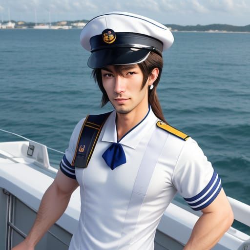 Charming Anime Sailor Boy in White Uniform