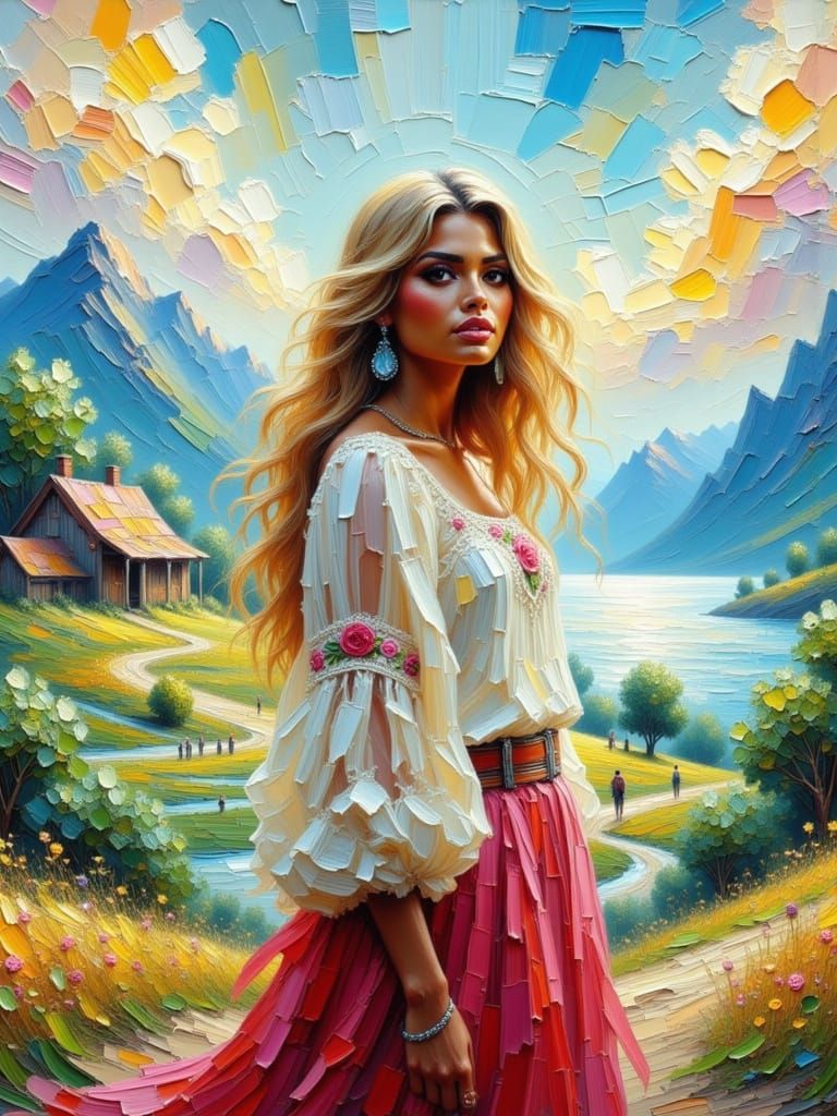 Zimbabwean Woman Embodies Peace in Dreamy Impasto Landscape