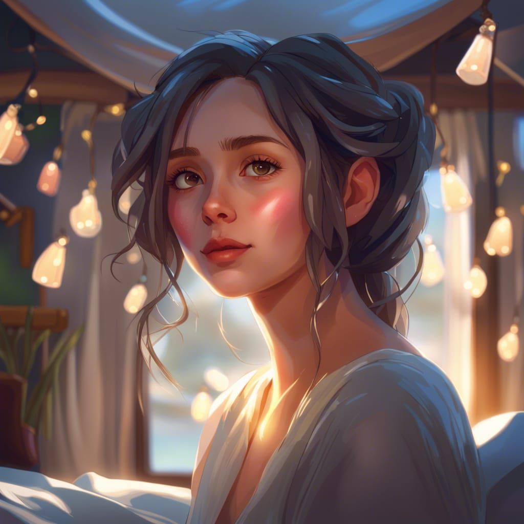 Whimsical Bedroom Portrait Inspired by Studio Ghibli