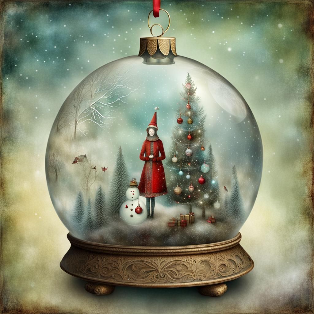 Ethereal Christmas Portrait Inside Glass Ball