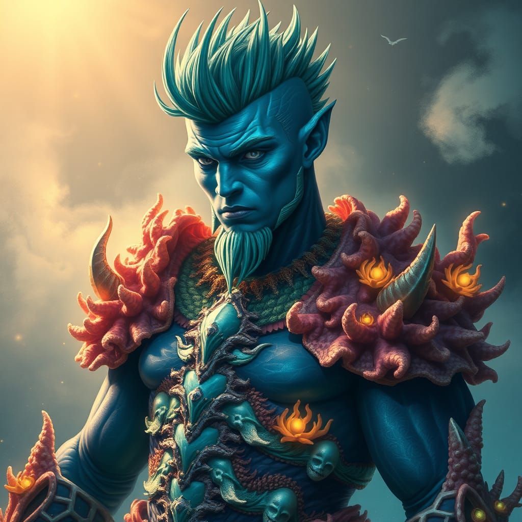 Majestic Triton Warrior in Coral Combat Armor