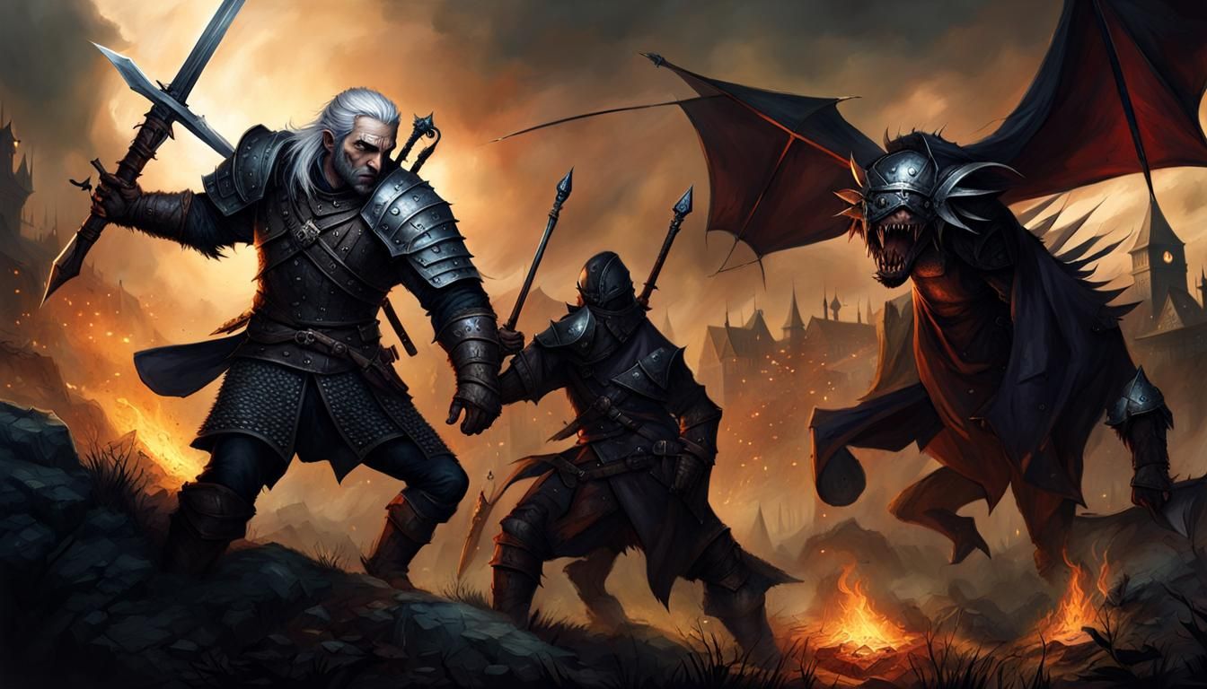 Grotesque Creature in Medieval Fantasy Combat