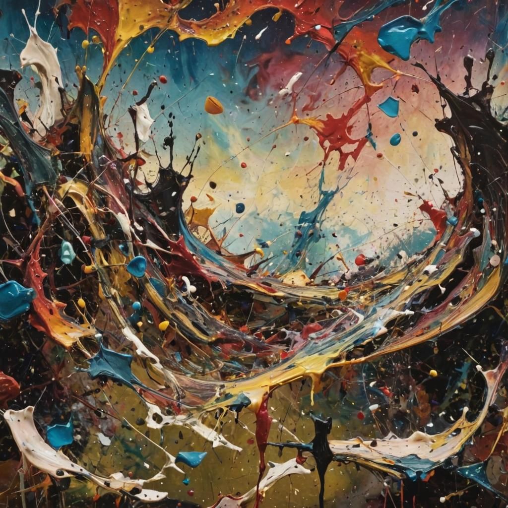 Abstract Expressionism Close-Up: Vibrant, Chaotic Color Mass