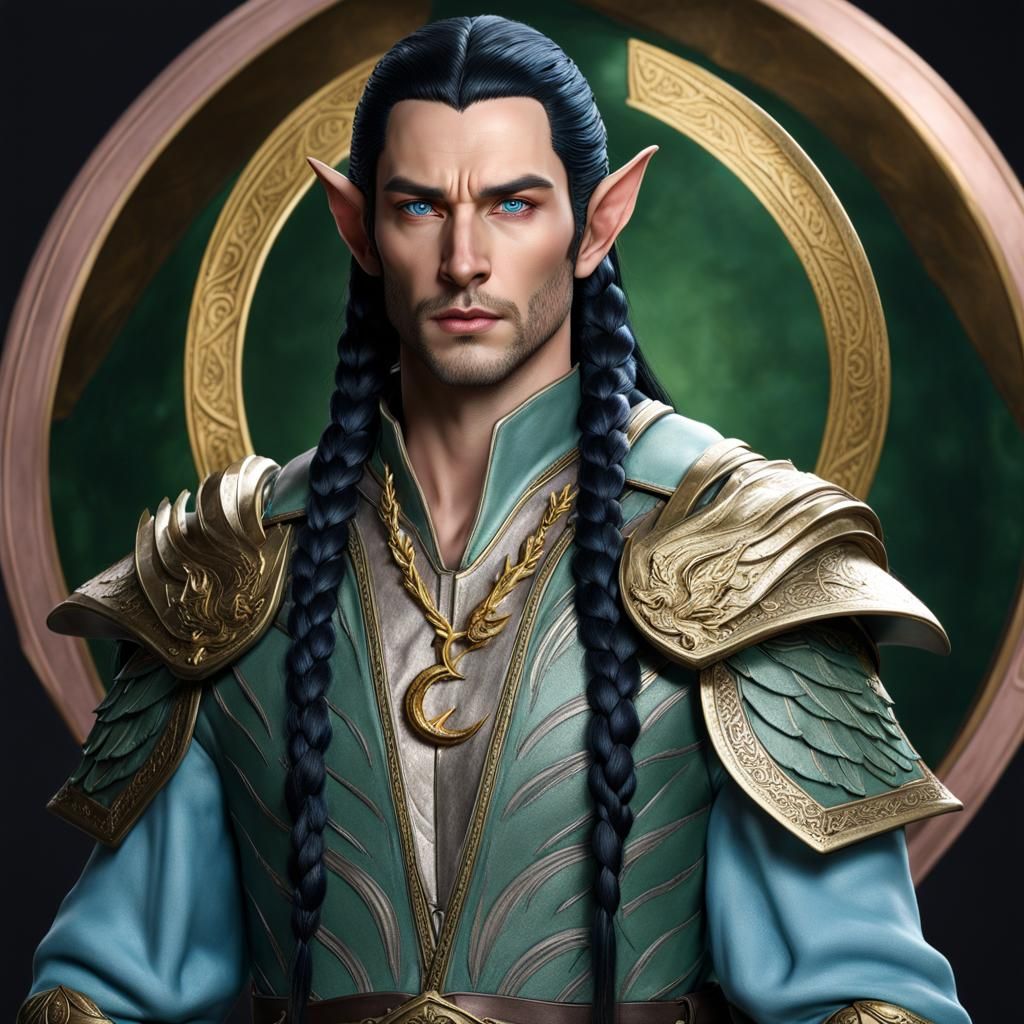 Hyperrealistic Male Elf with Dragon Scales Portrait