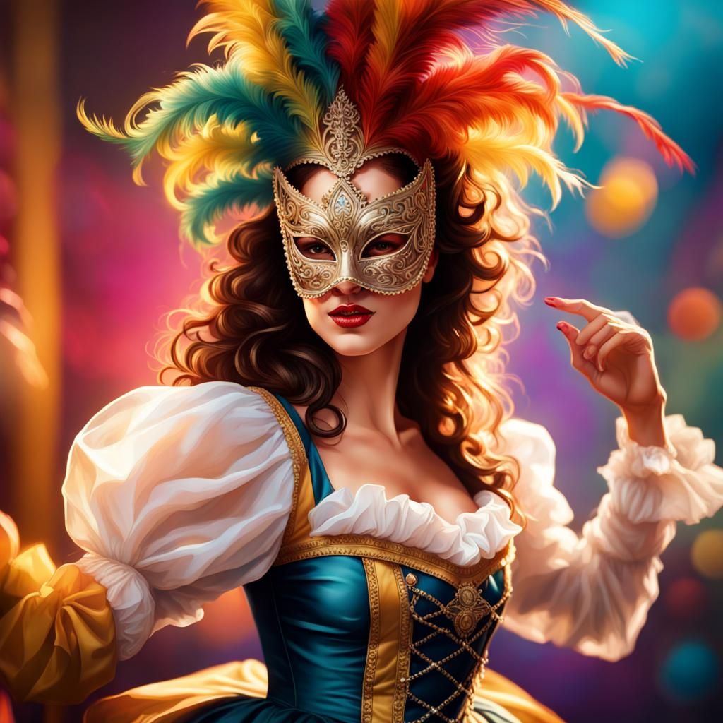 Elizabethan Masquerade Ball in Hyperrealistic Style