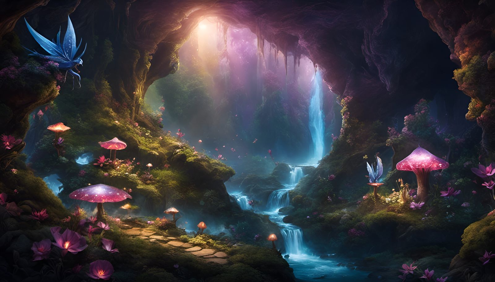 Mischievous Unseelie Fae in Crystalline Cave