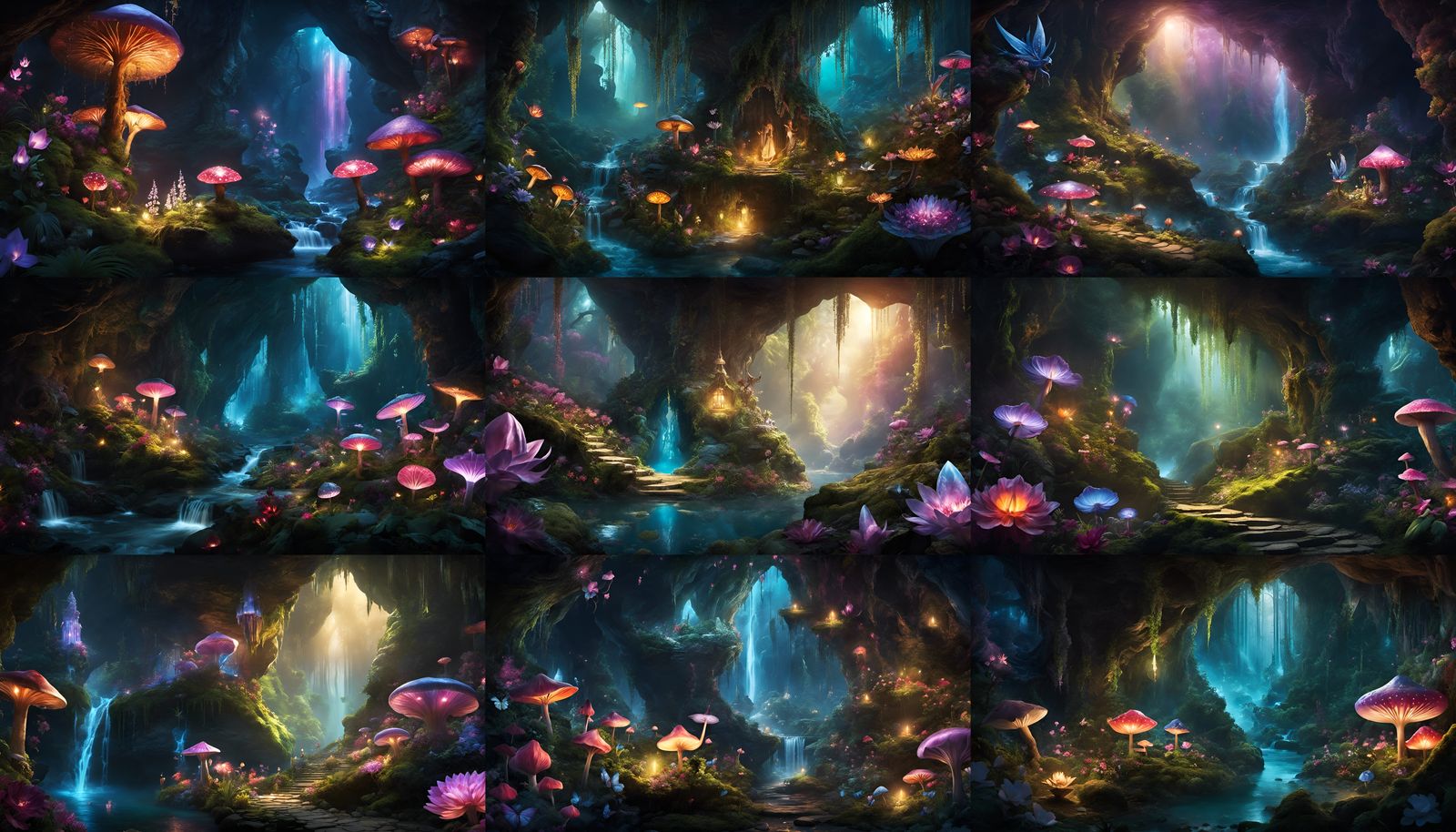 Mischievous Unseelie Fae in Crystalline Cave, High Fantasy