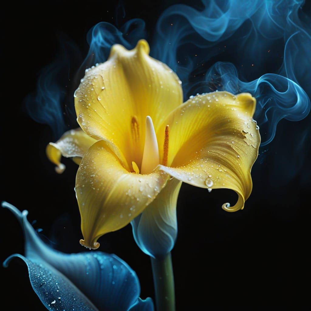 Sparkling Onyx Calla Lily with Blue Smoke