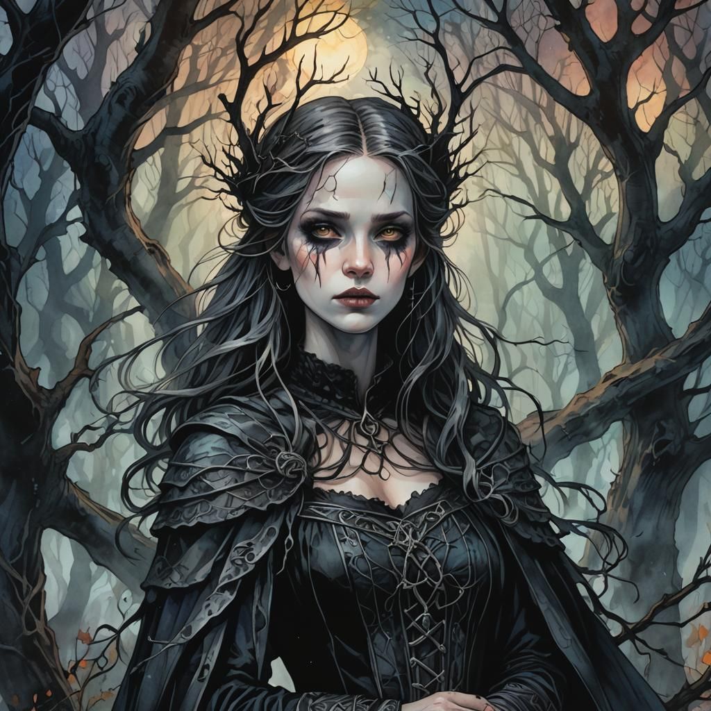 Gothic Bo-Peep in Dark Fantasy Illustration
