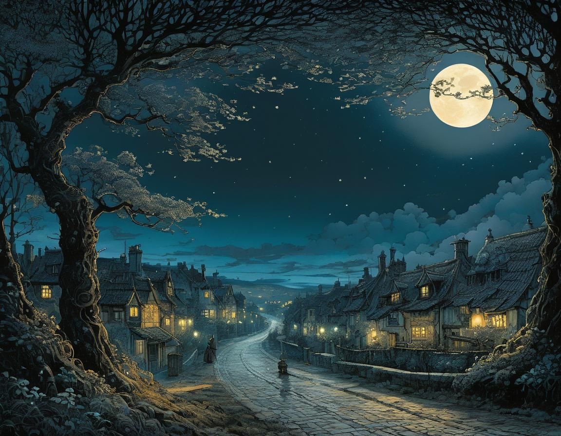 Surreal Evening Love Song in Rackham Style