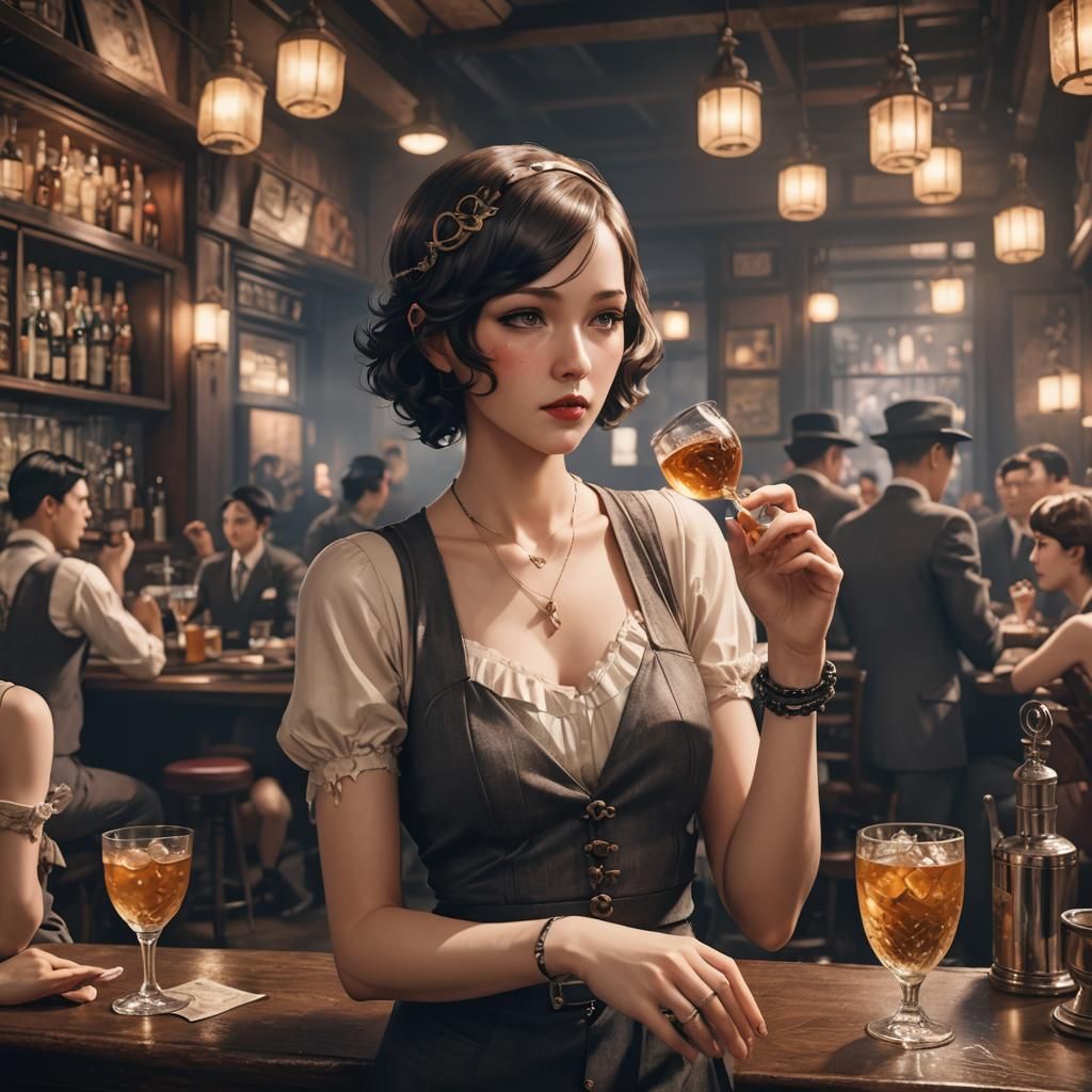 1930s Speakeasy in 3D Anime Art