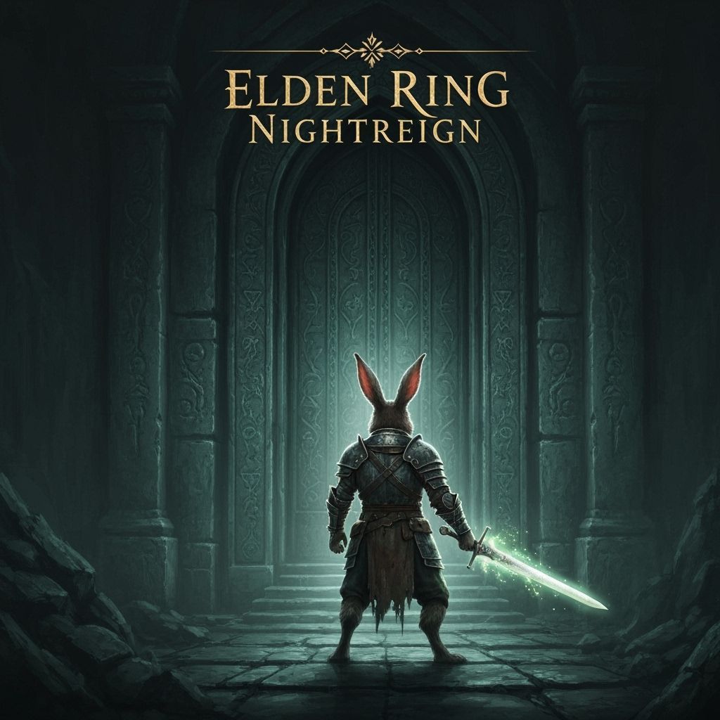 Gothic Rabbit Warrior in Dark Fantasy Realm