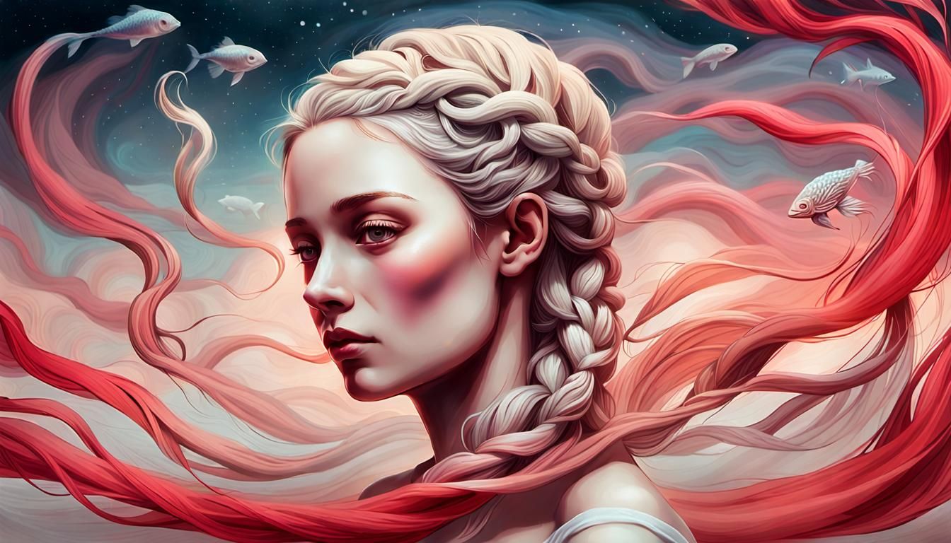 Ethereal Woman in Surrealist Dreamworld