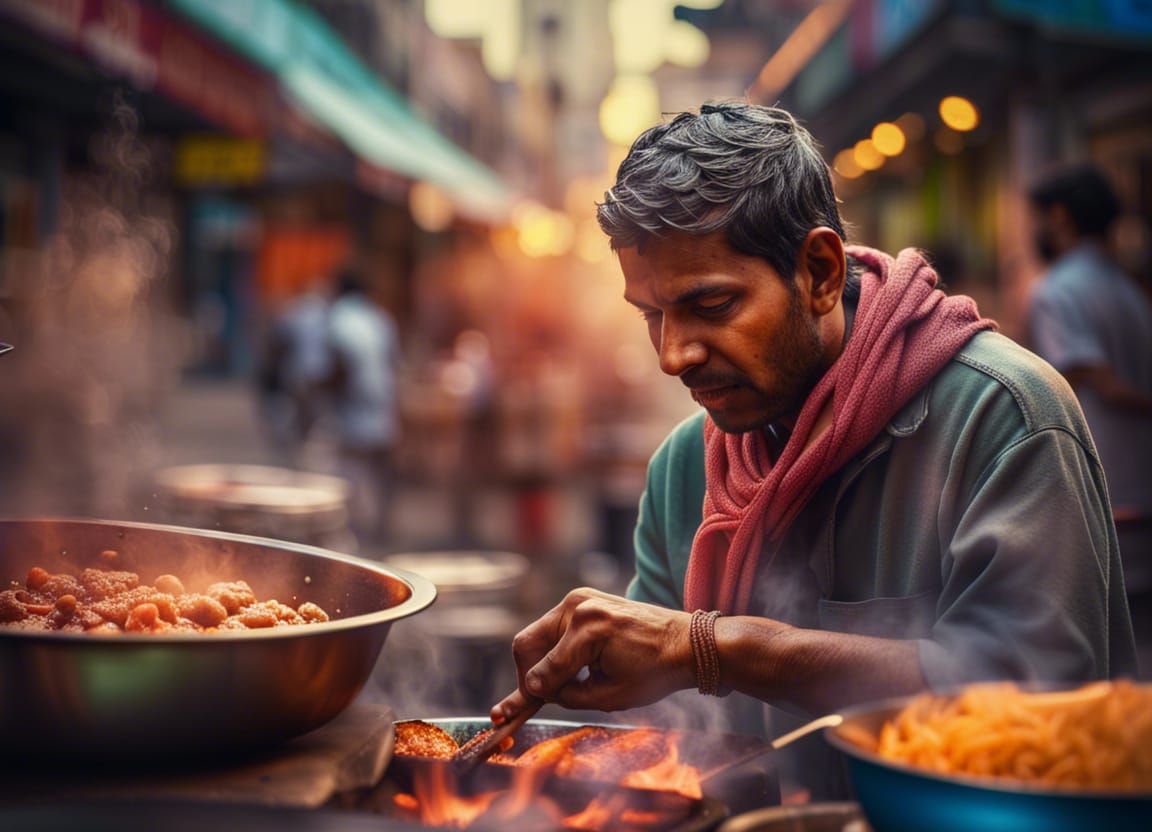 Hyperrealistic Indian Street Food Portrait